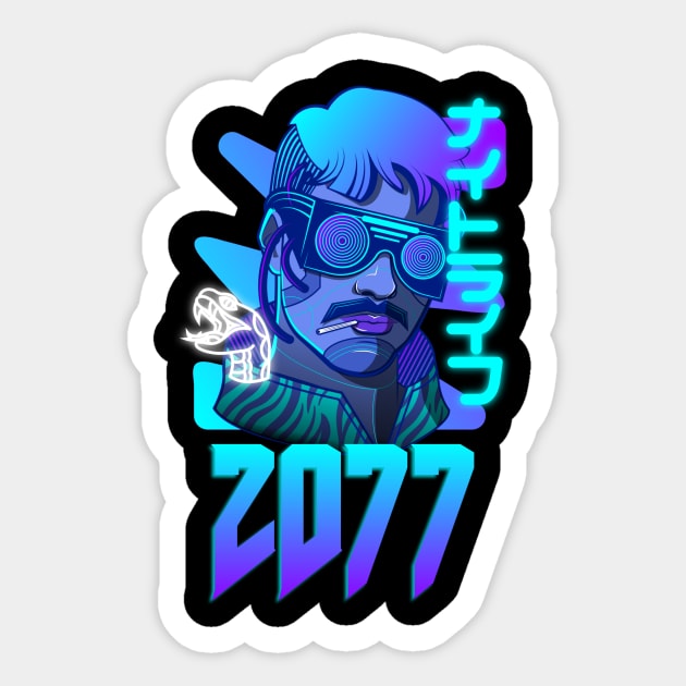 Cyberpunk Future Is Here 2077 Sticker by Here Comes Art